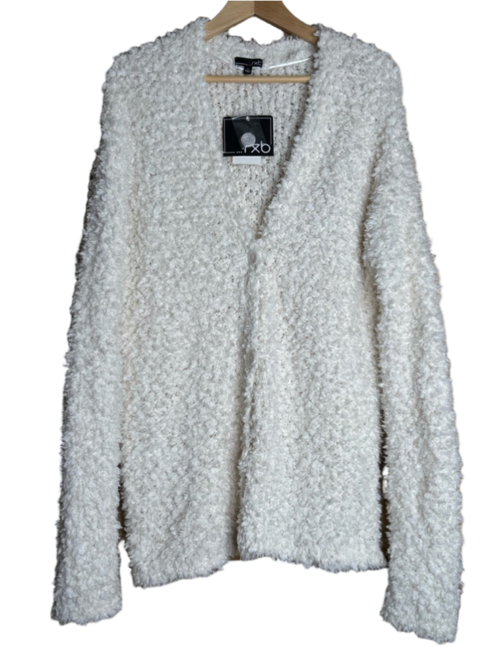 RXB Cream Fuzzy Boucle Teddy Button-Up Cardigan women’s size XL
